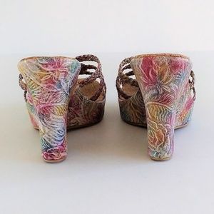 *Mikala Tropical Tooled Cork Wedge Sandals 8M